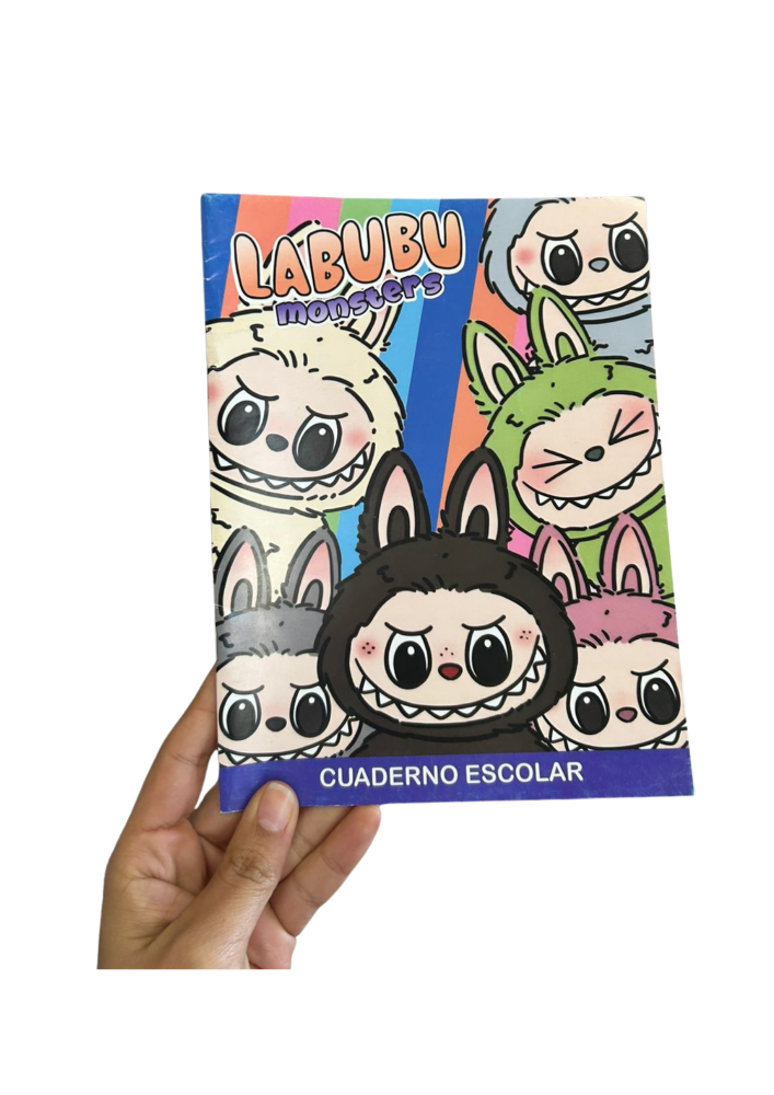 Cuaderno escolar rayado 24h diseño labubu