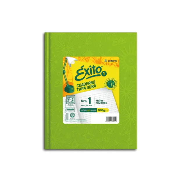 Exito cuaderno Nº1 tapa dura 48h RAYADAS VERDE CLARO