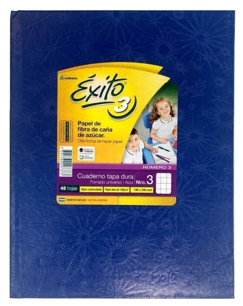 Exito cuaderno Nº3 tapa dura 48h CUADRICULADO AZUL