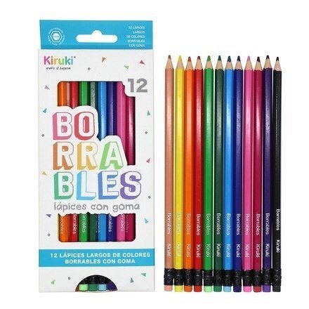 Kiruki lapices de colores borrables x12