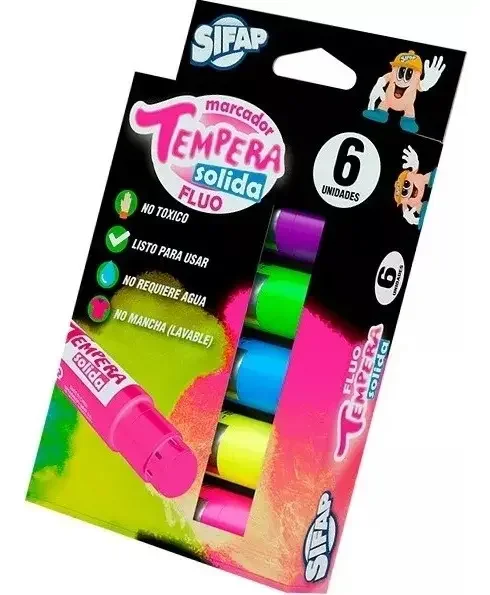 Témpera sólida fluo x6 Sifap