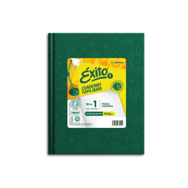 Exito cuaderno Nº1 tapa dura 48h RAYADAS VERDE OSCURO