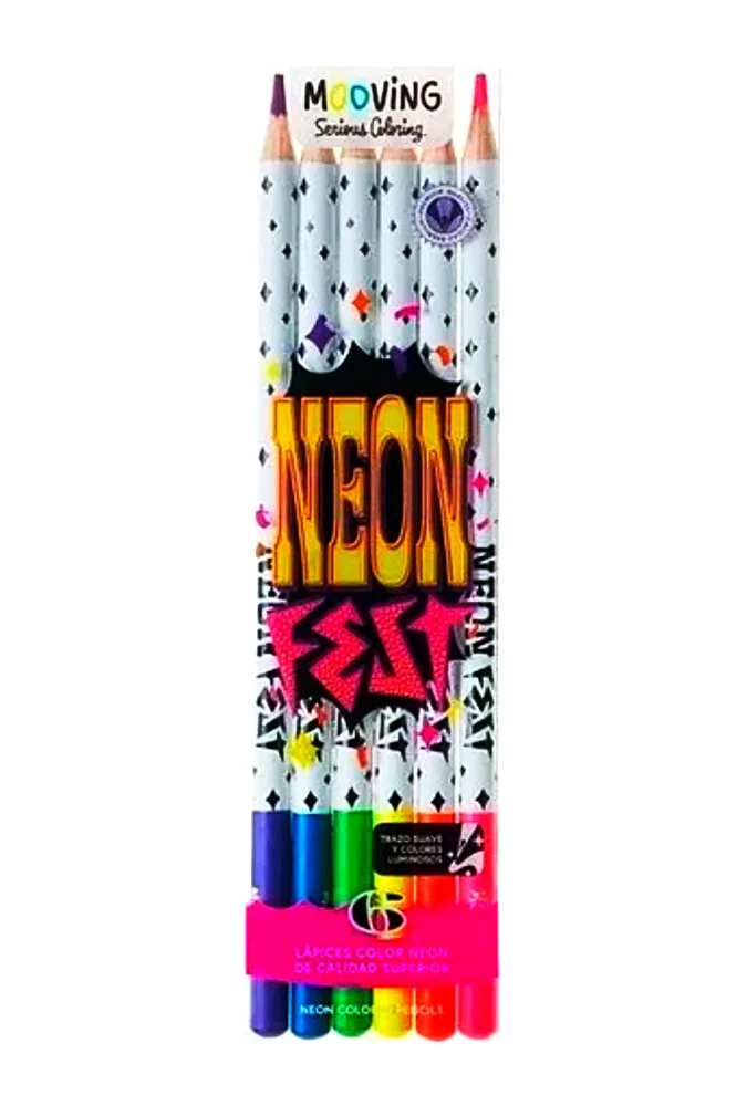 Lapices de colores NEON FEST Mooving x6