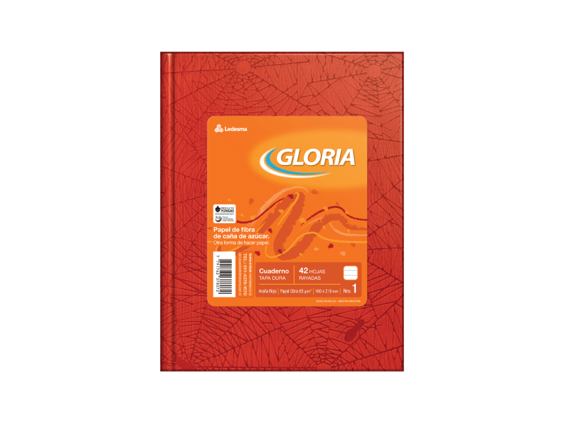 Gloria cuaderno Nº1 tapa dura ROJO 42h
