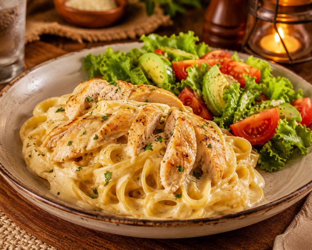 Pasta cremosa de pollo