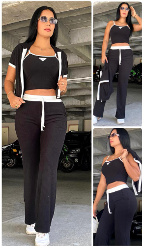 Conjunto de tres piezas talla M (Prada - Negro y blanco)