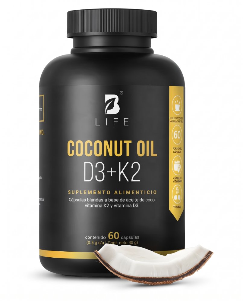 B Life COCONUT OIL D3 + K2 60 CAPSULAS