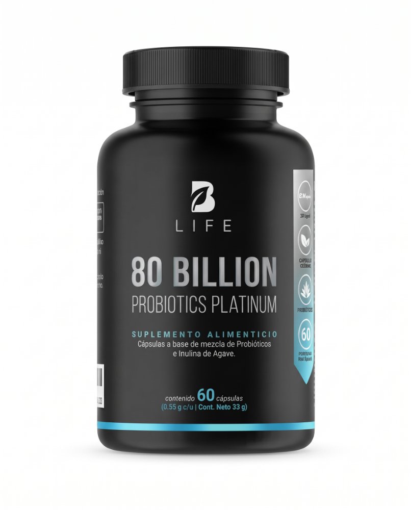 B Life 80 BILLION PROBIOTICOS PLATINUM 60 CAPSULAS