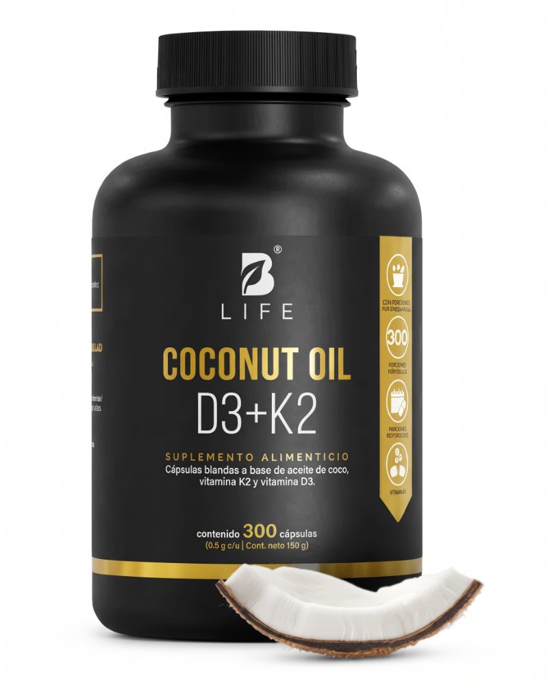 B Life COCONUT OIL D3 + K2 300 CAPSULAS
