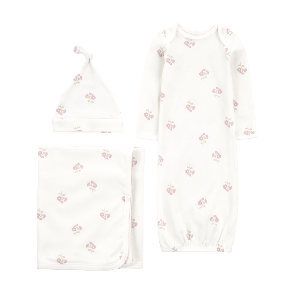 Carter's Conjunto de Bata de Canastilla para Bebé + Colcha + gorro 3 Piezas