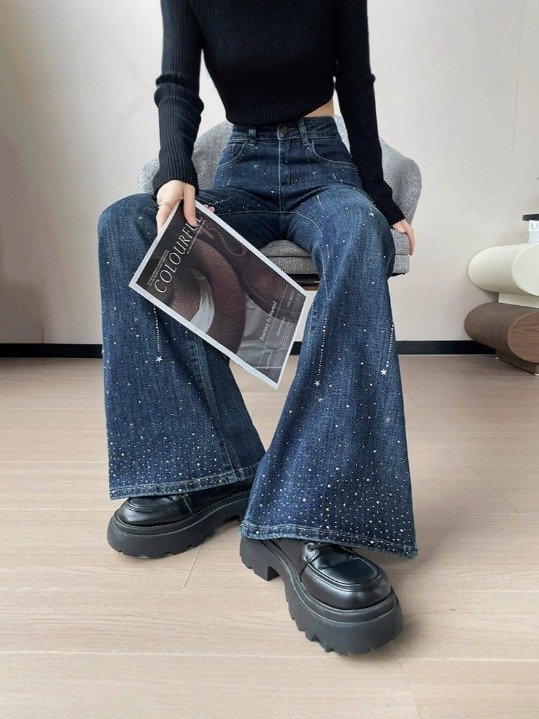 PANTALONES JEANS CON BRILLOS