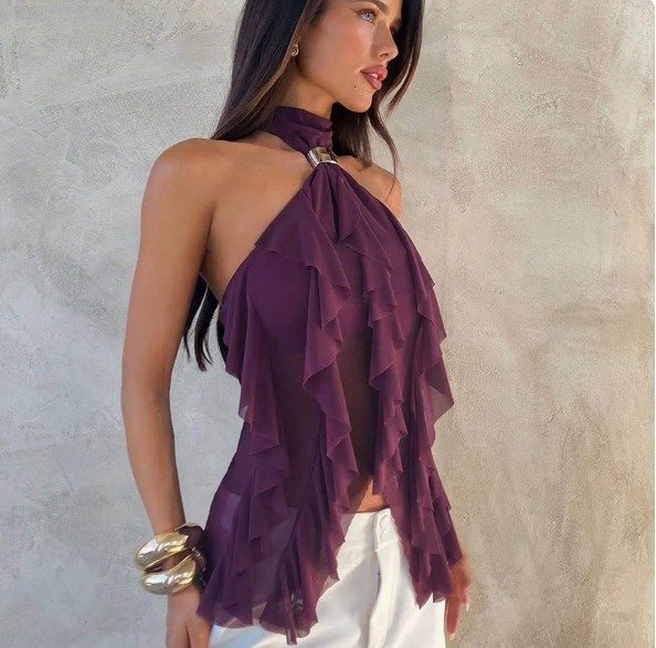 TOP SON MANGAS ESPALDA HOT GIRL - COLOR PURPURA