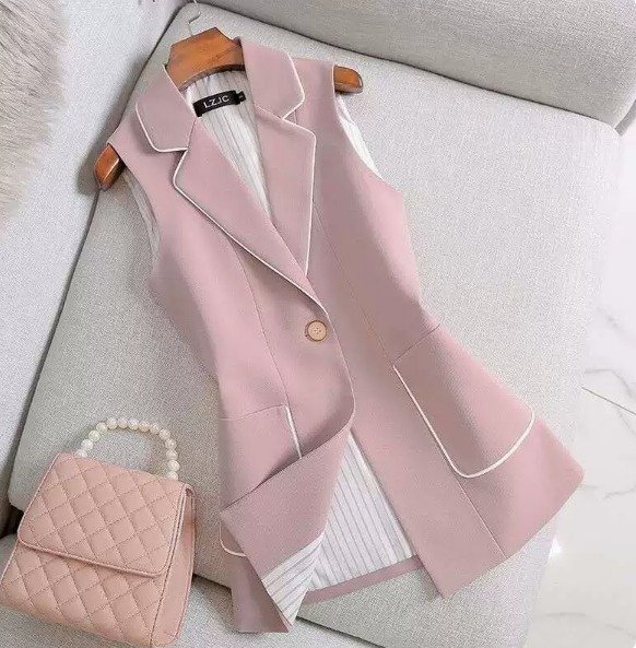 CHALECO DE TRAJE CORTE AJUSTADO - COLOR ROSA