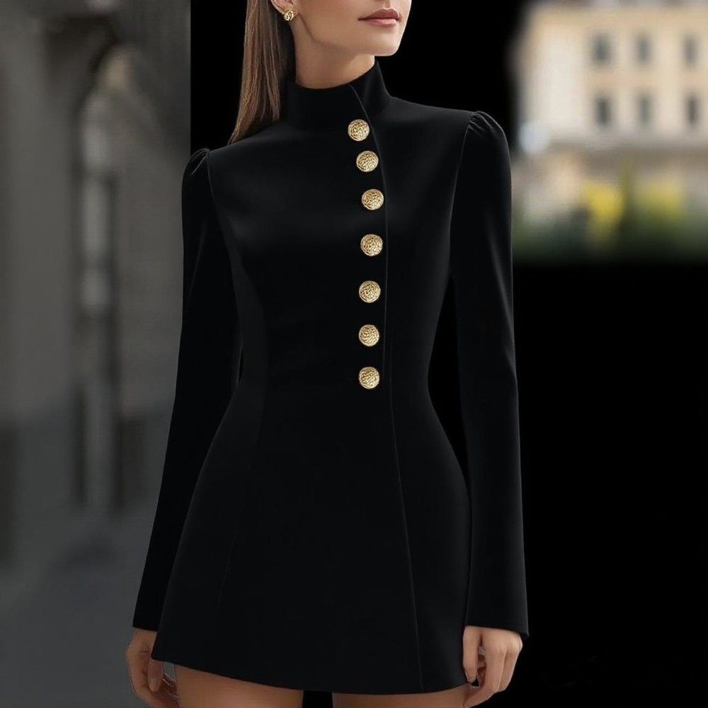 VESTIDO MANGA LARGA - COLOR NEGRO
