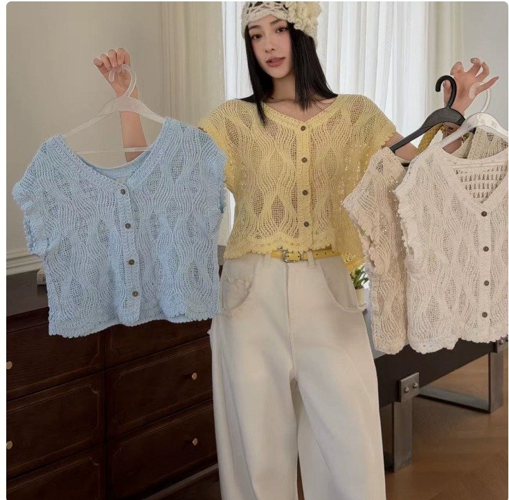 CAMISERO DE PUNTO COLOR AZUL Y BEIS