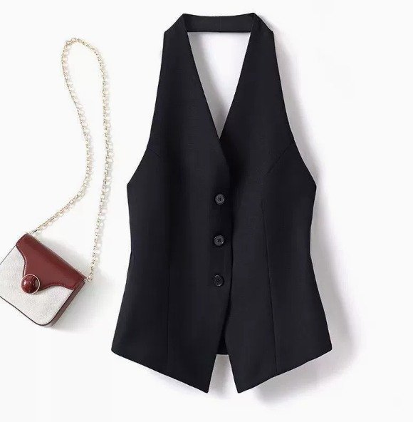 CHALECO DE CUELLO HALTER - TOP NEGRO SIN MANGAS
