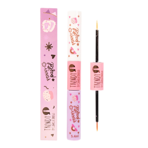 Delineador Doble Matte Funny Pastel Morado Y Blanco