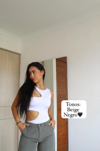 Body cuello corto- NEGRO- Beige