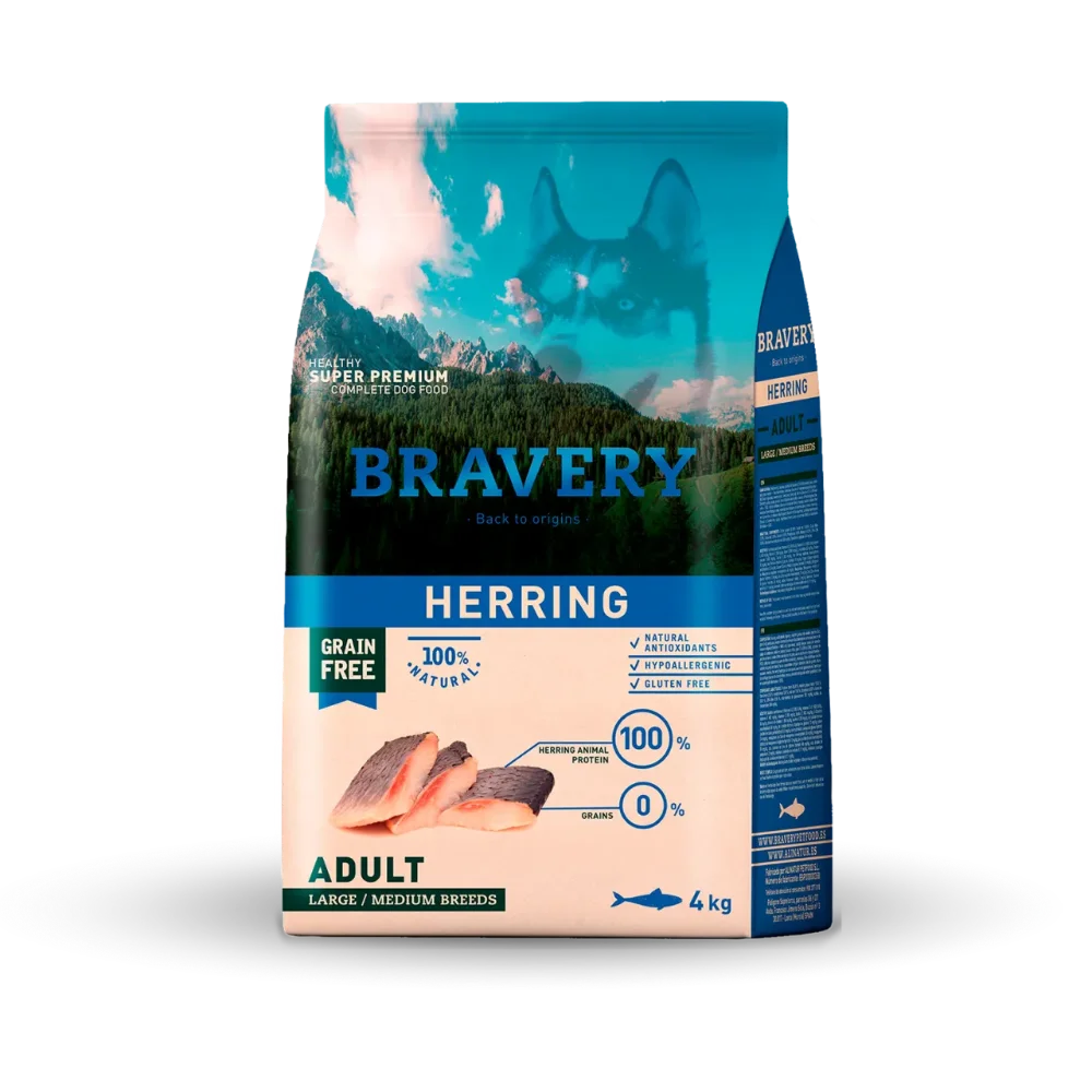 Bravery perro adulto raza mediana/grande arenque 4kg