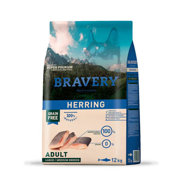 Bravery perro adulto raza mediana/grande arenque 12kg