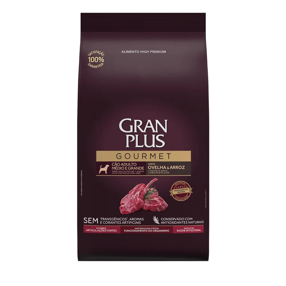 Gran plus gourmet perro adulto medio grande cordero y arroz 3kg
