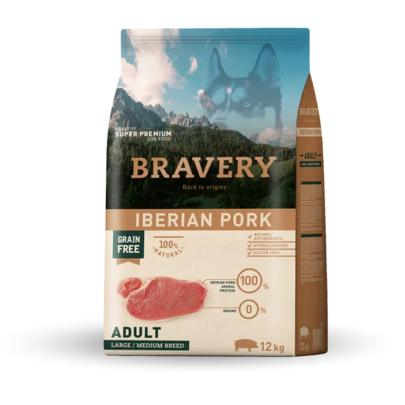 Bravery perro adulto raza mediana/grande cerdo 12kg