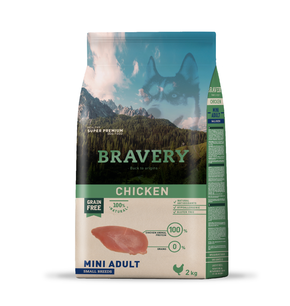 Bravery perro adulto raza pequeña pollo 7kg