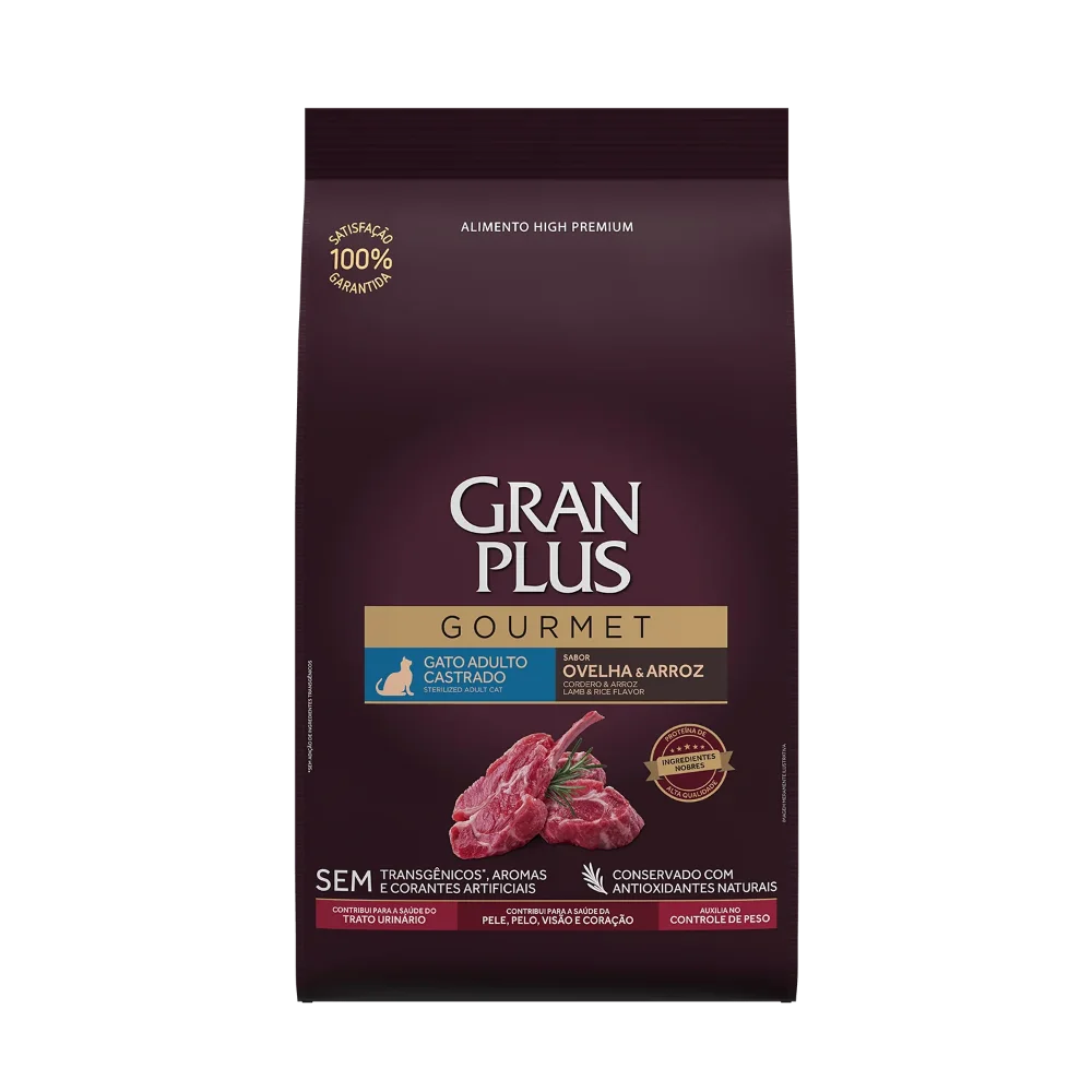 Gran plus gourmet gato adulto castrado cordero y arroz 3kg