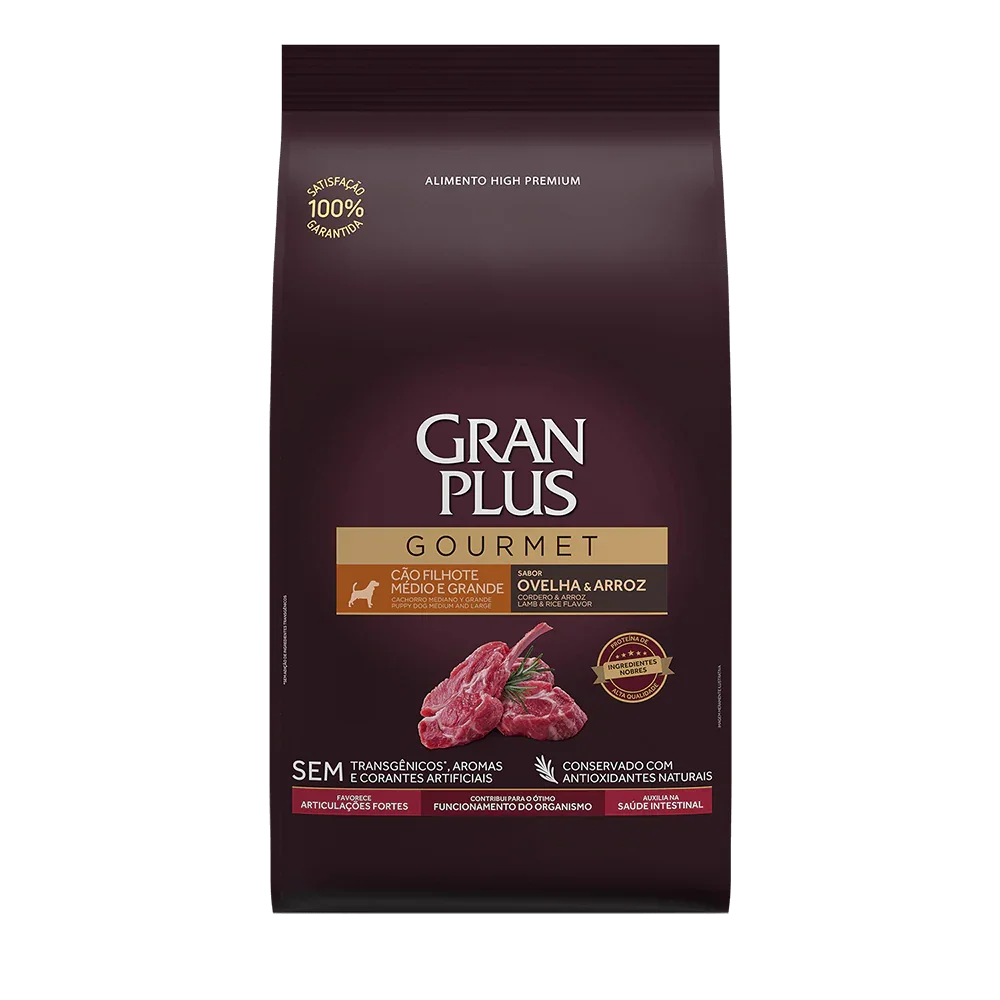 Gran plus gourmet cachorro raza mediana cordero y arroz 3kg