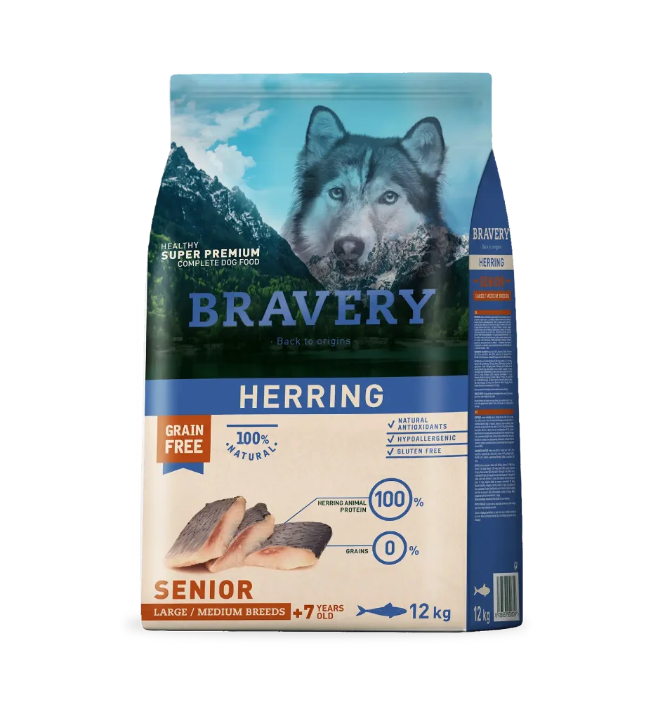 Bravery senior arenque raza mediana/grande 12kg