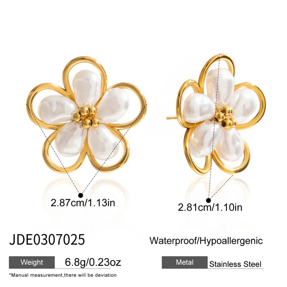 Zarcillos Flor de Lis en baño Oro 18K