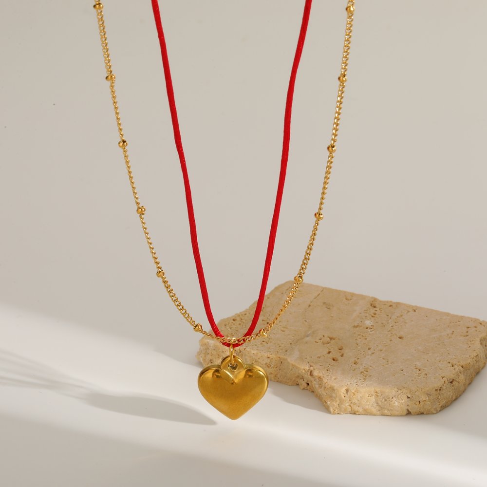 Collar de doble capa en forma de corazón 3