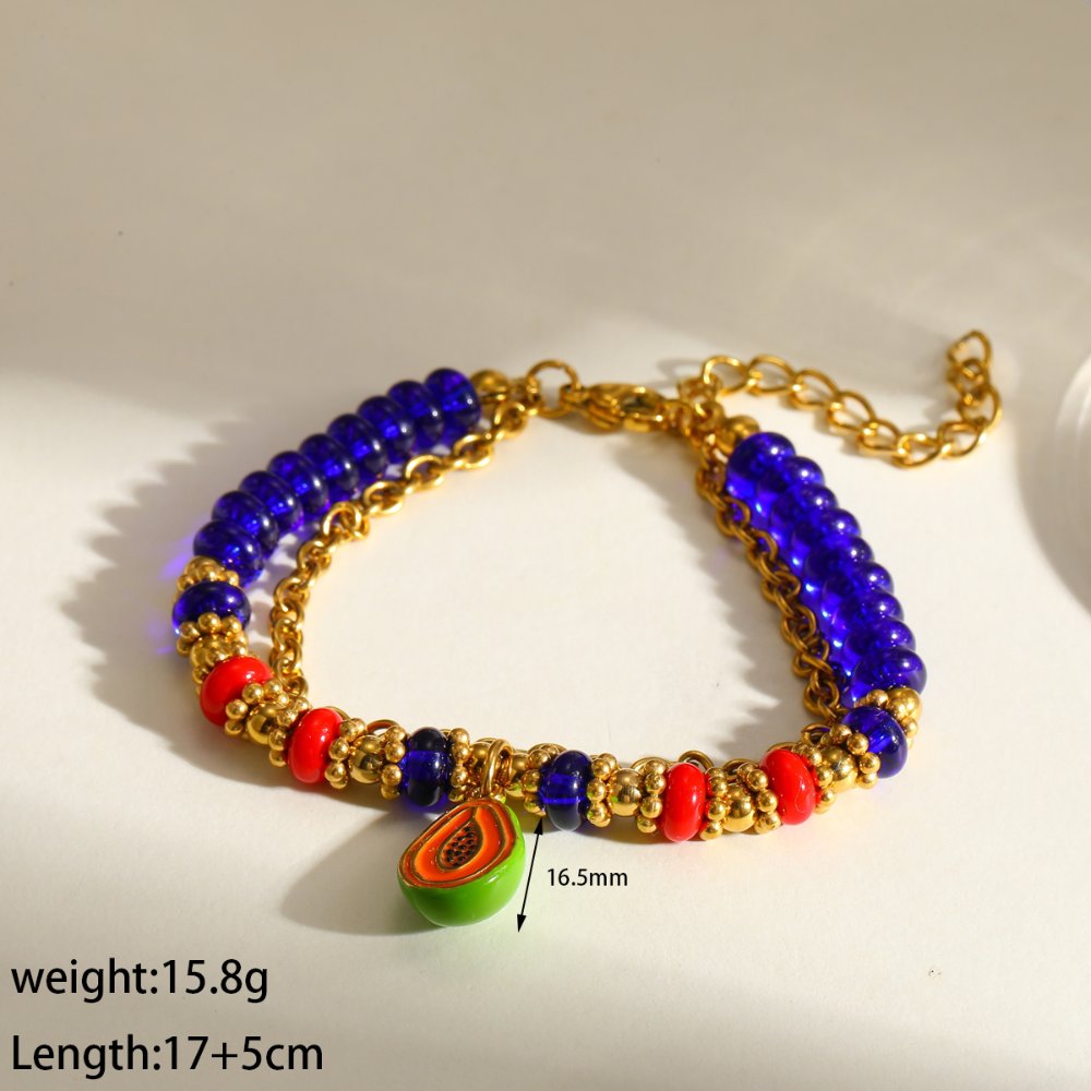 Pulsera Fresh Lemon con Balines papaya azul