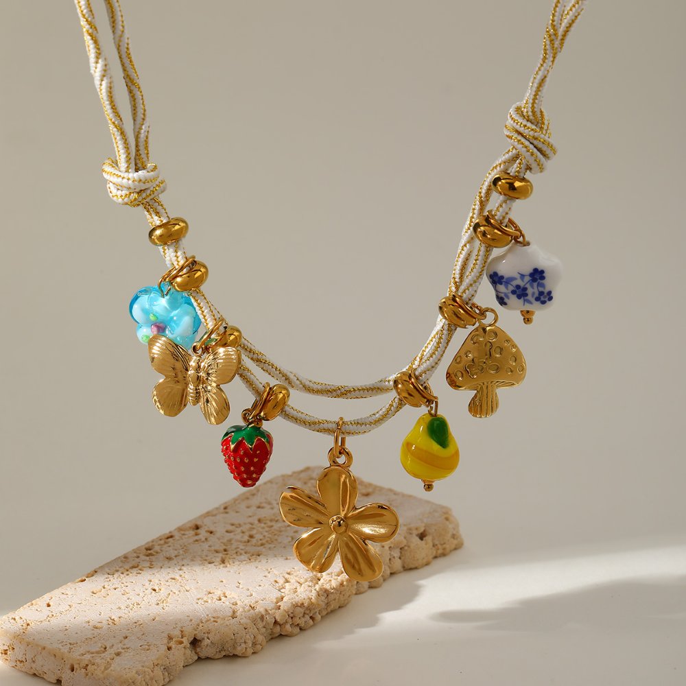 Collar Corazón de Vidrio Artesanal blanco