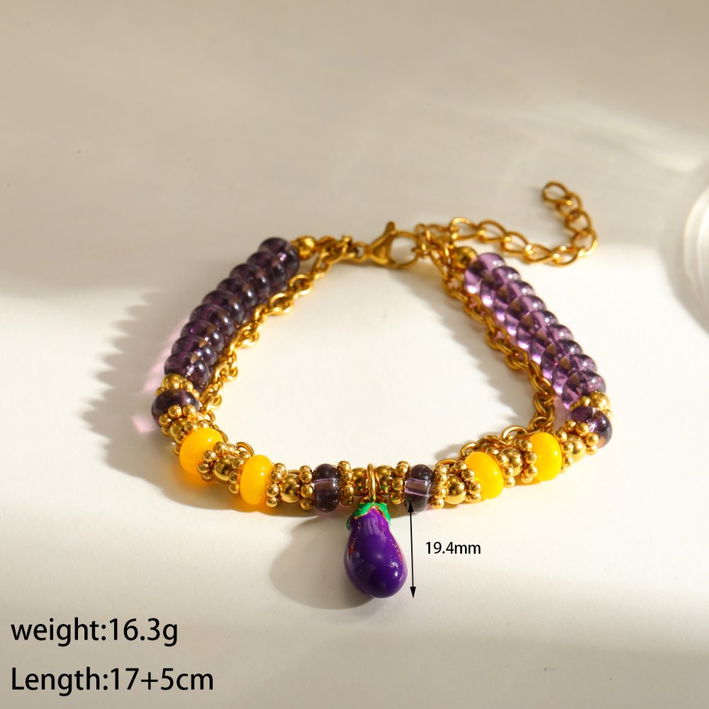 Pulsera Fresh Lemon con Balines berengena morada