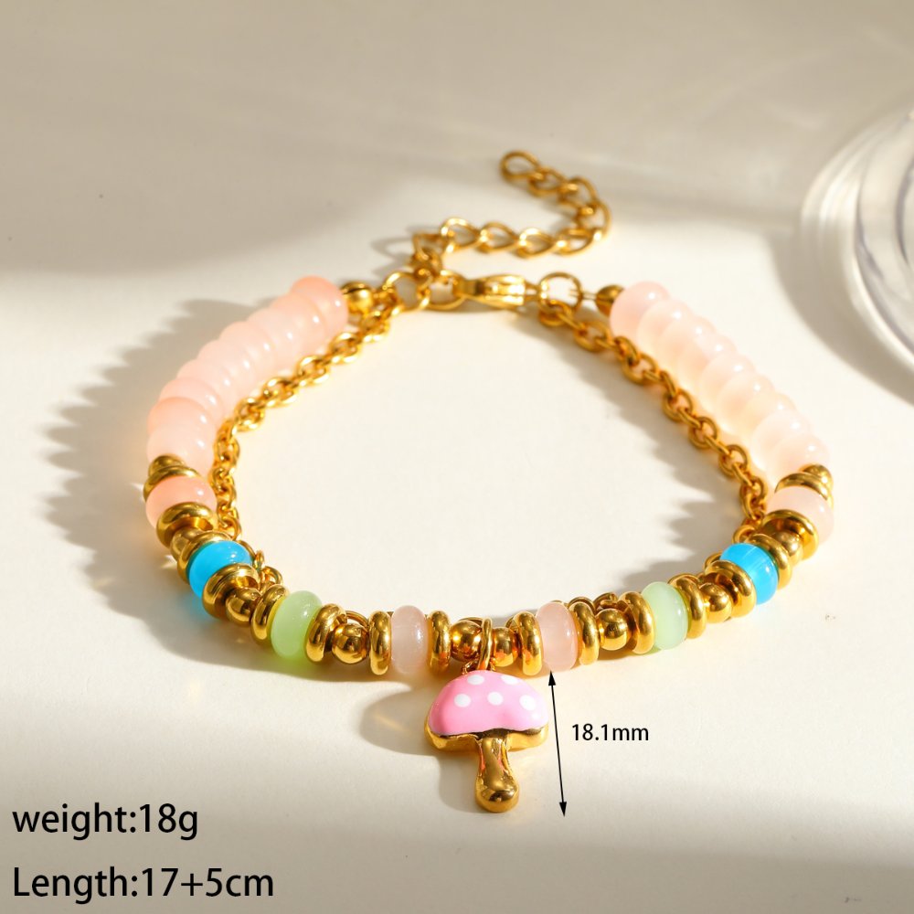 Pulsera Fresh Lemon con Balines hongo rosa