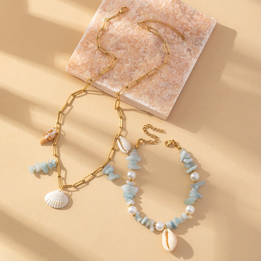 Collar y pulsera, juego Playero Paradise Beach