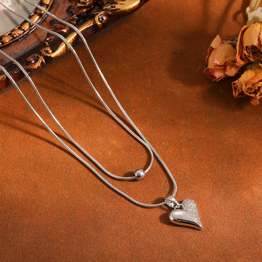 Collar Corazón de Cristal Facetado plata