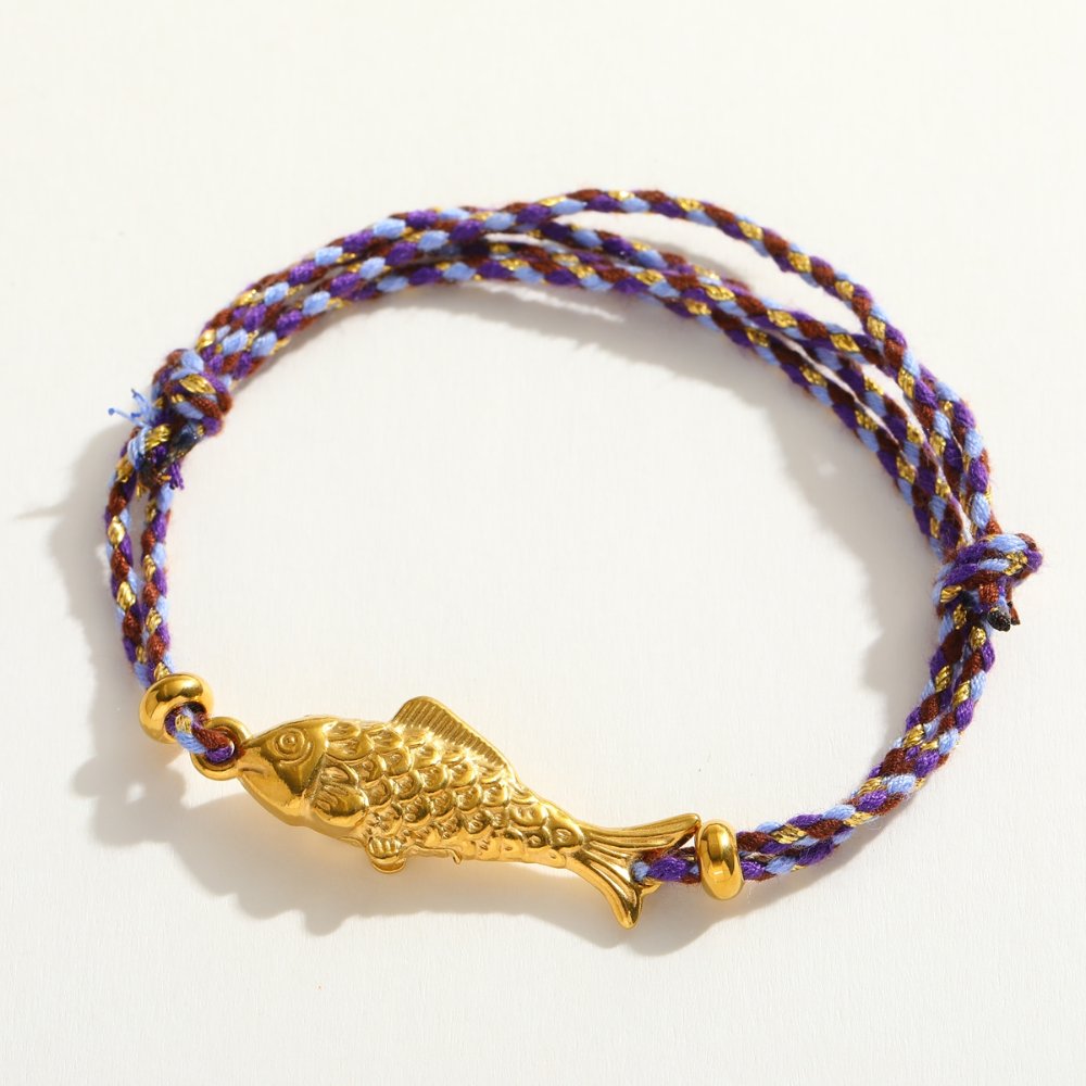 Pulsera Hilo Tejido Pez de la Suerte indigo