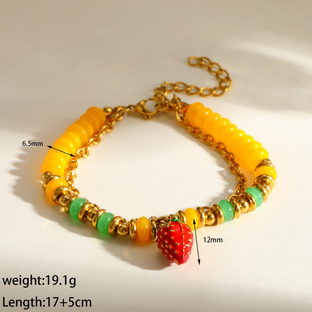 Pulsera Fresh Lemon con Balines fresa naranja