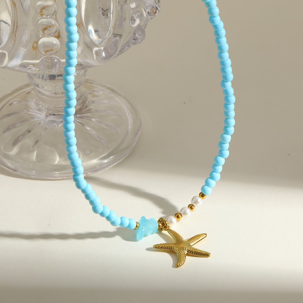 Collar Coqueta Estrella de Mar azul cielo