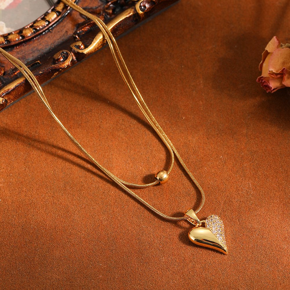 Collar Corazón de Cristal Facetado oro