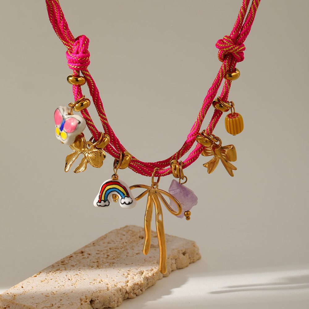 Collar Corazón de Vidrio Artesanal rojo