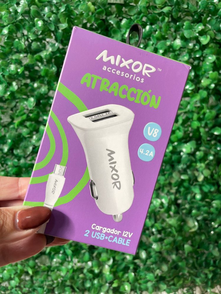 CARGADOR 12V MIXOR CON USB Y FICHA V8