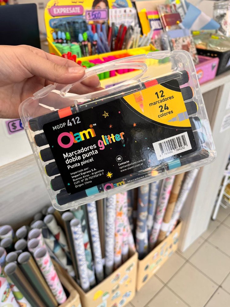 MARCADORES X12 OLAMI GLITTER VALIJA