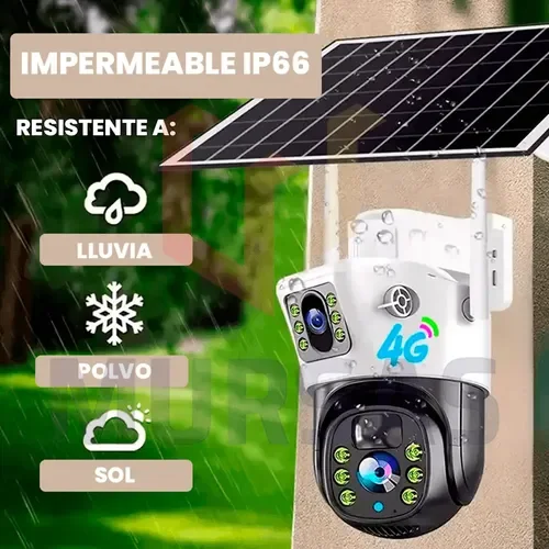 Cámara robótica PTZ doble lente Solar con panel y conexión 4G SimCard
