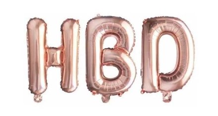 Letrero de globos hbd oro rosa