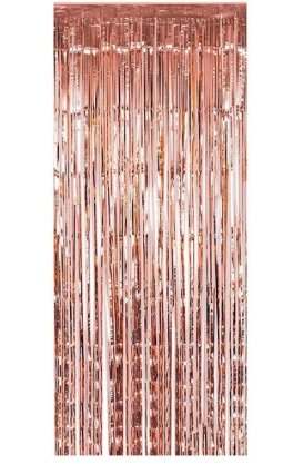 Cortina tiras metalizada oro rosa para fiestas