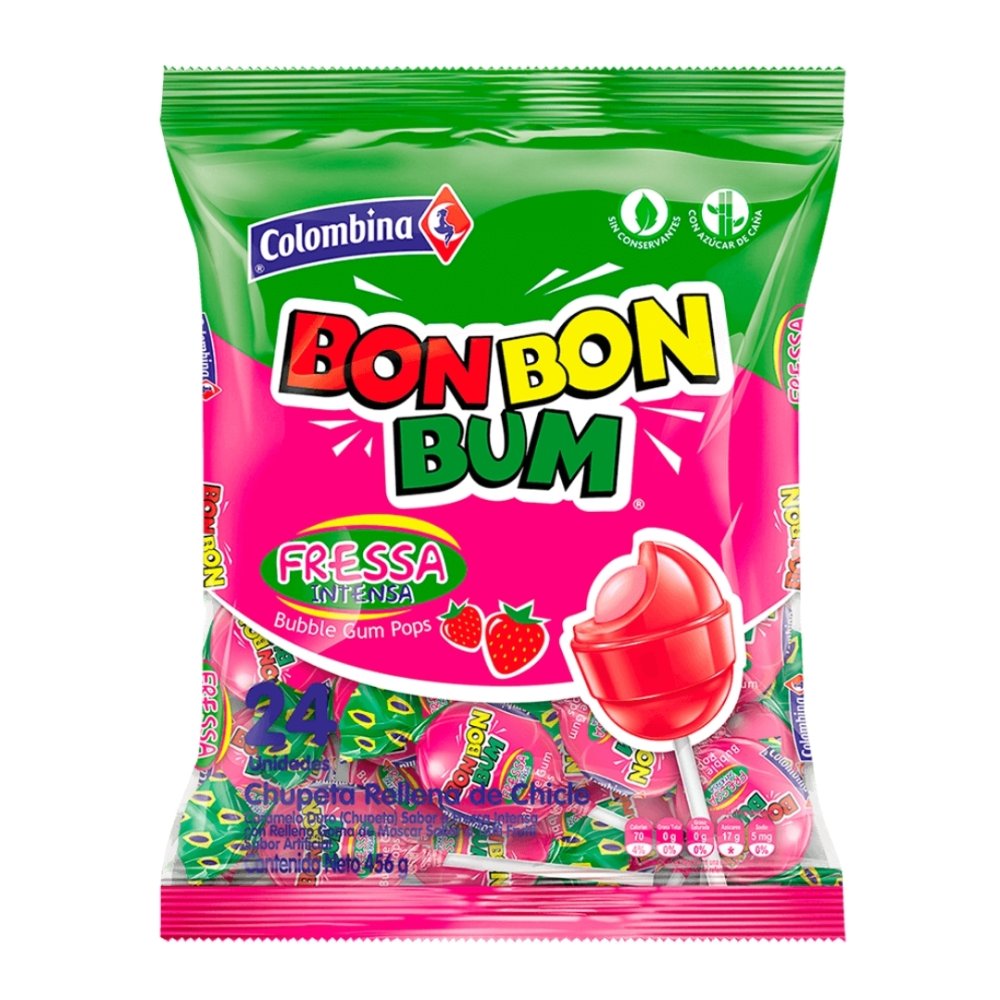 Bon Bon Bum Fresa Intensa 24 Unidades