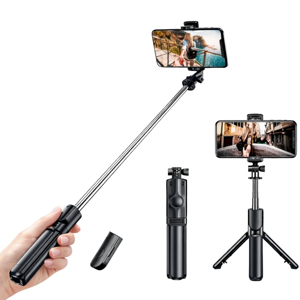 Palo De Selfie Negro Trípode Con Control Remoto